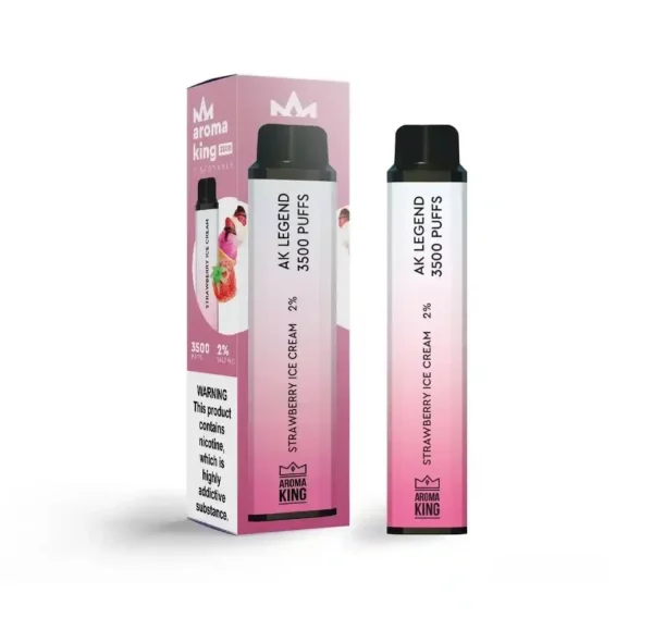 Strawberry Ice Cream disposable vape pod by Aroma King.